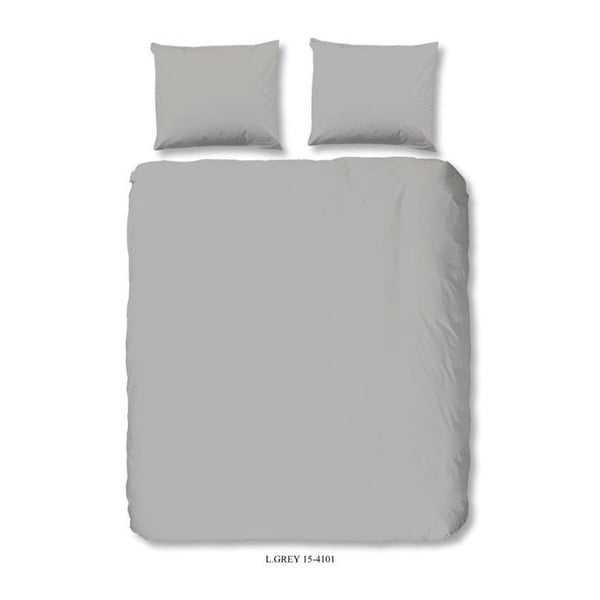 Svetlo siva bombažna posteljnina za zakonsko posteljo Dobro jutro Uni, 200 x 240 cm