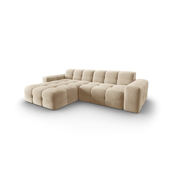 Bež žametni kotni kavč (levi kot) Kendal - Micadoni Home-image-3