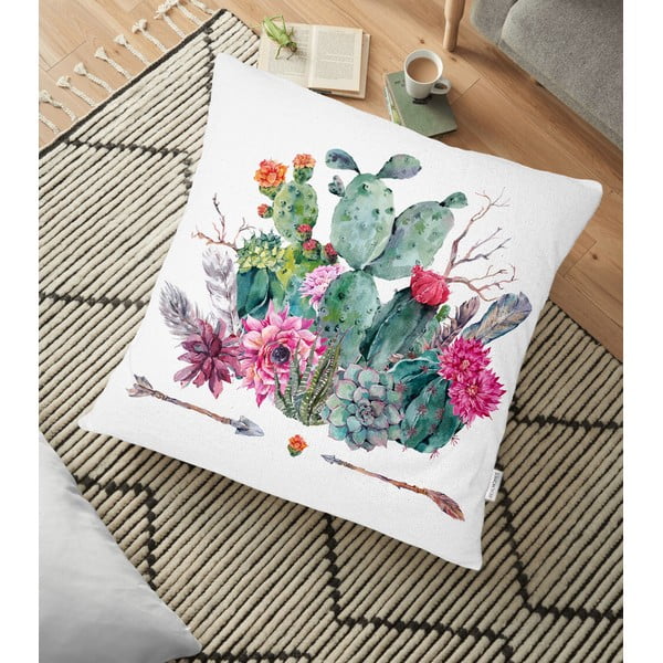 Prevleka za vzglavnik iz mešanice bombaža Minimalist Cushion Covers Desert Flowers, 70 x 70 cm