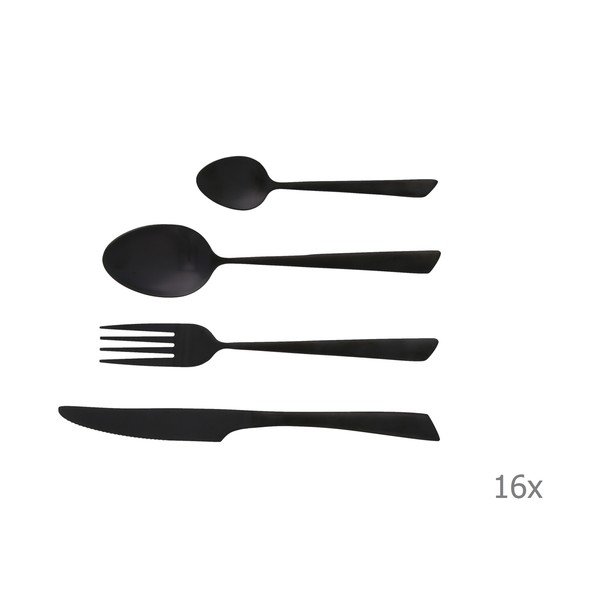 16-delni darilni set črnega jedilnega pribora Jean Dubost Delta Black