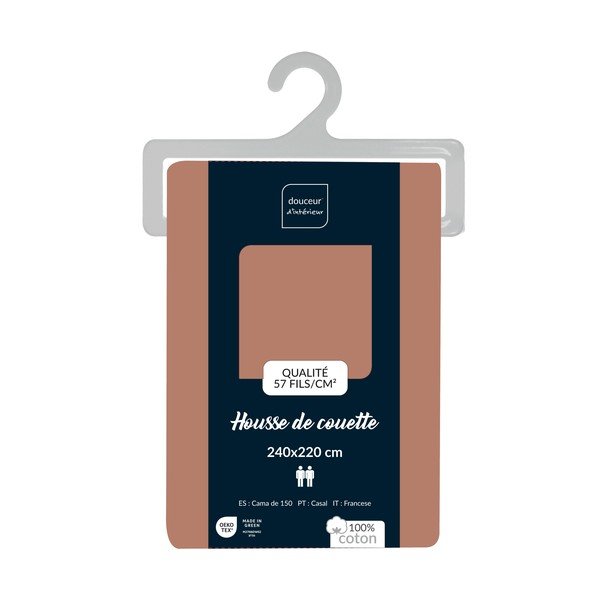 Rožnato-oranžna bombažna prevleka za odejo za zakonsko posteljo/podaljšana 240x220 cm Lina – douceur d'intérieur-image-2