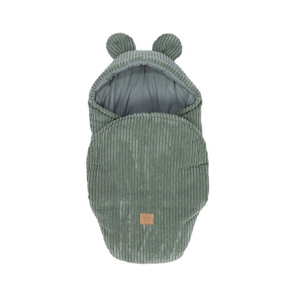 Zelena odeja za povijanje dojenčka iz rebrastega žameta 45x80 cm – Meowbaby