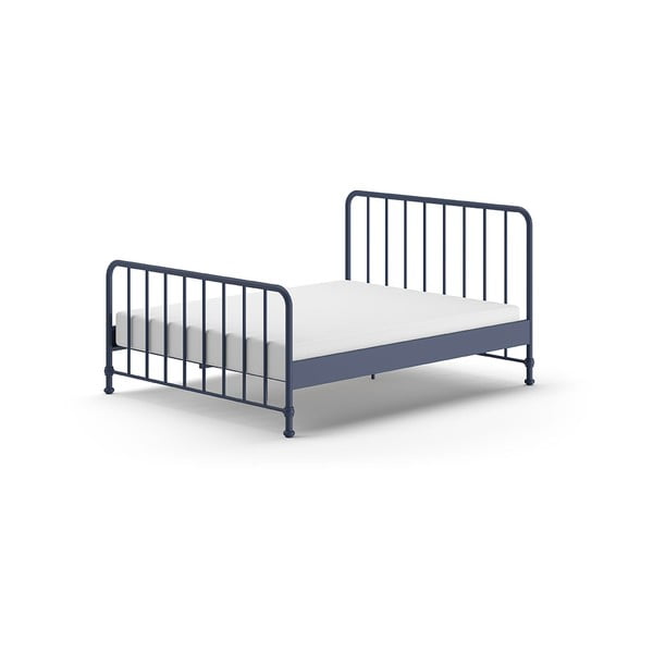 Modra kovinska postelja z letvenim dnom 160x200 cm BRONXX – Vipack
