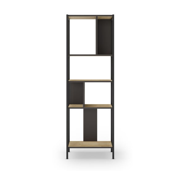 Črn/naraven regal v hrastovem dekorju 58x175 cm Alabama – Marckeric