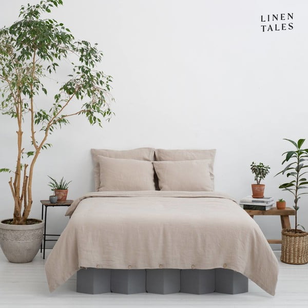 Kremno bela posteljnina za zakonsko posteljo iz konopljinih vlaken 240x220 cm – Linen Tales