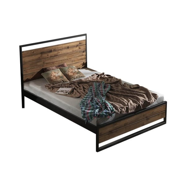Črna/naravna postelja z letvenim dnom 120x200 cm Ariane – Kalune Design