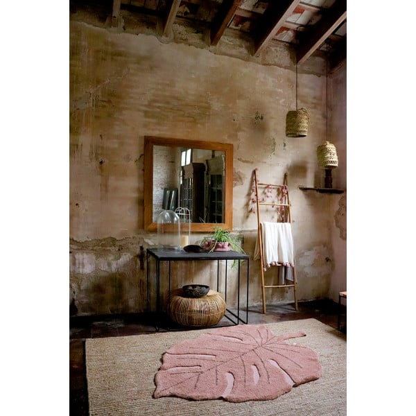 Rožnata pralna ročno tkana bombažna otroška preproga 120x180 cm Monstera Vintage Nude – Lorena Canals-image-3