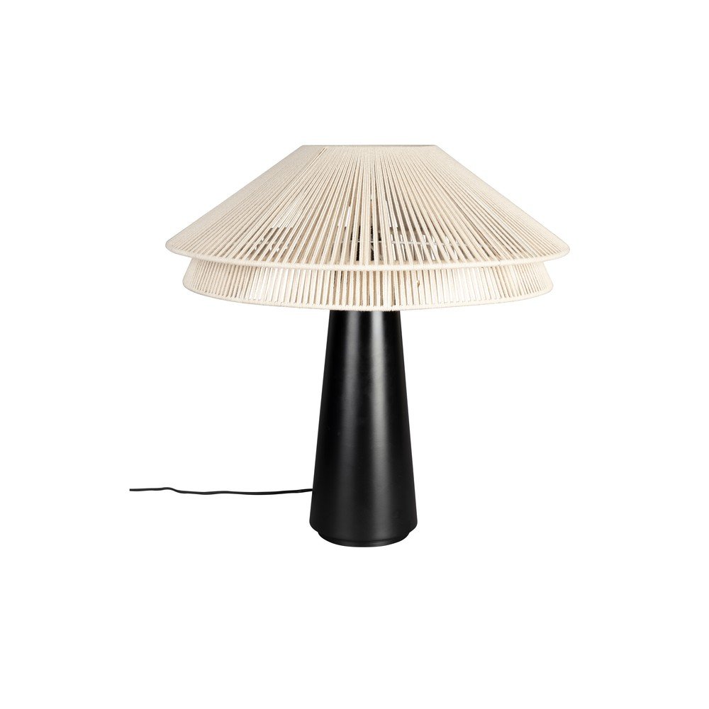Črna/bela namizna svetilka s tekstilnim senčilom (višina 62 cm) Elon