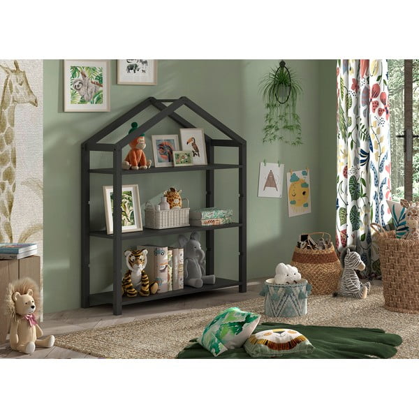 Antracitno siv otroški regal iz masivnega bora 111x141x40 cm Dallas – Vipack-image-1