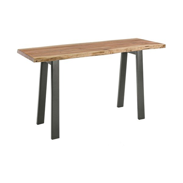 Črna/v naravni barvi stranska mizica z mizno ploščo iz akacije 45x130 cm Aron – Bizzotto-image-2