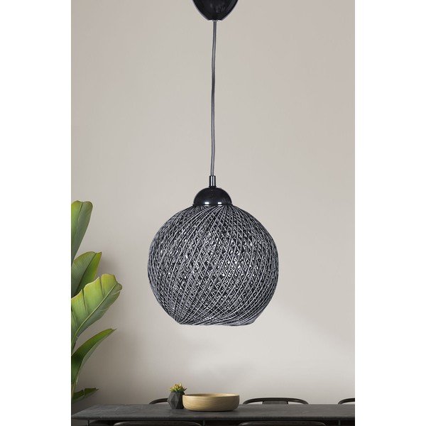 Črna/siva viseča svetilka s tekstilnim senčilom ø 22 cm – Opviq lights-image-1