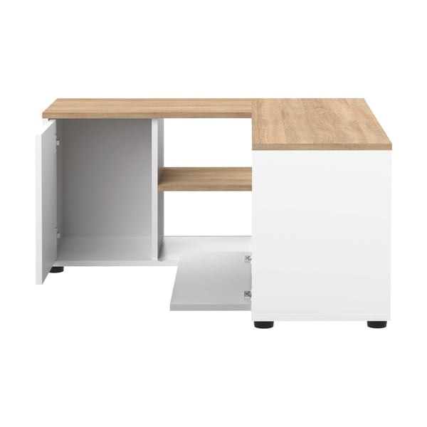 Bela/naravna TV omarica v hrastovem dekorju 90x45 cm Angle – TemaHome-image-4