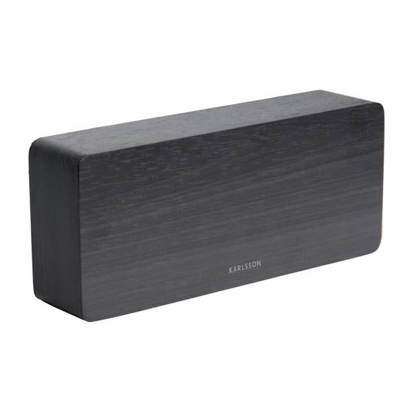 Črna budilka v lesenem dekorju Karlsson Tube, 21 x 9 cm-image-2