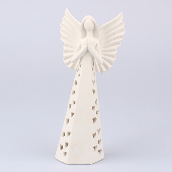 Porcelanski angel Dakls z osvetlitvijo LED, višina 25 cm