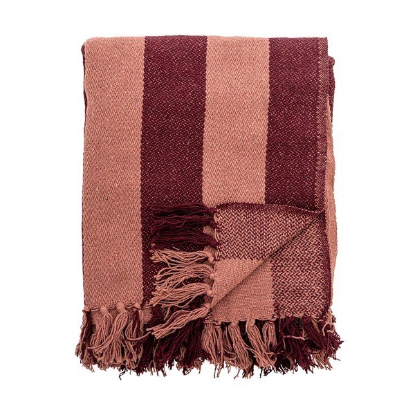Bordo rdeča odeja iz recikliranega bombaža 130x160 cm Frello – Bloomingville