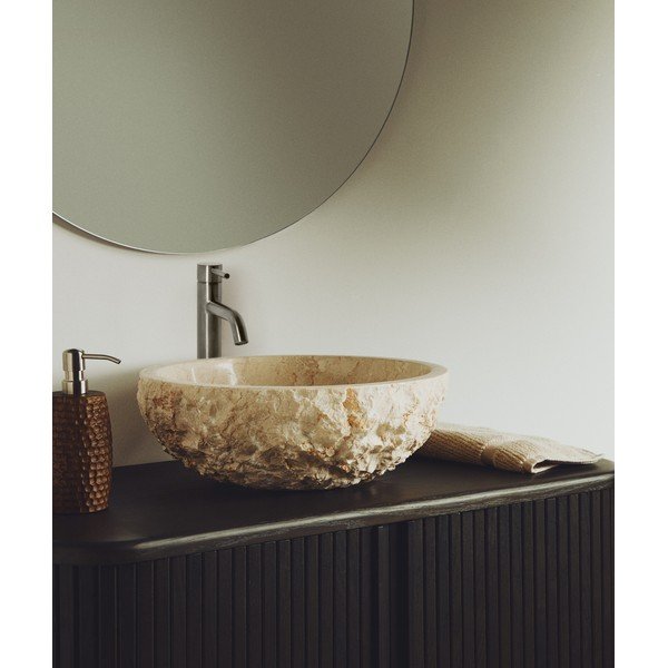 Bež kamnit okrogel umivalnik ø 40 cm Orvane – Kave Home-image-1