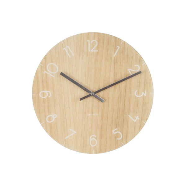Svetlo rjava Present Time Glass Wood Clock, ⌀ 40 cm