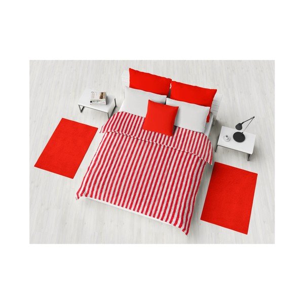Rdeče-belo črtasto prešito posteljno pregrinjalo Stripes, 160 x 230 cm-image-1