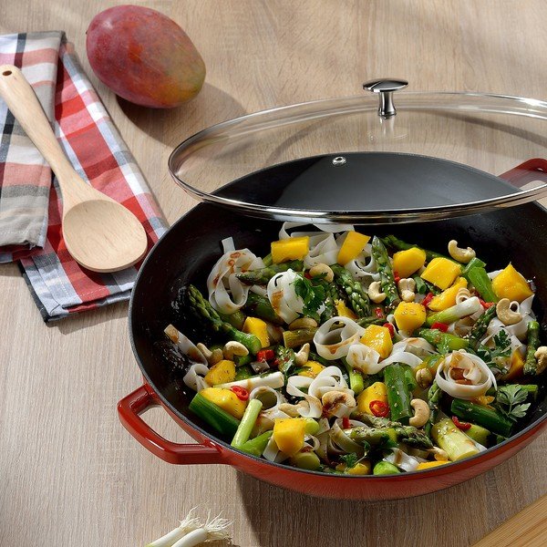 Rdeča litoželezna WOK ponev Kela Calido, ø 36 cm-image-1