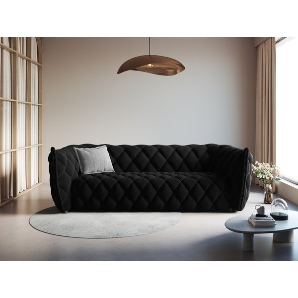 Črna žametna sedežna garnitura 228 cm Flandrin – Interieurs 86-image-1