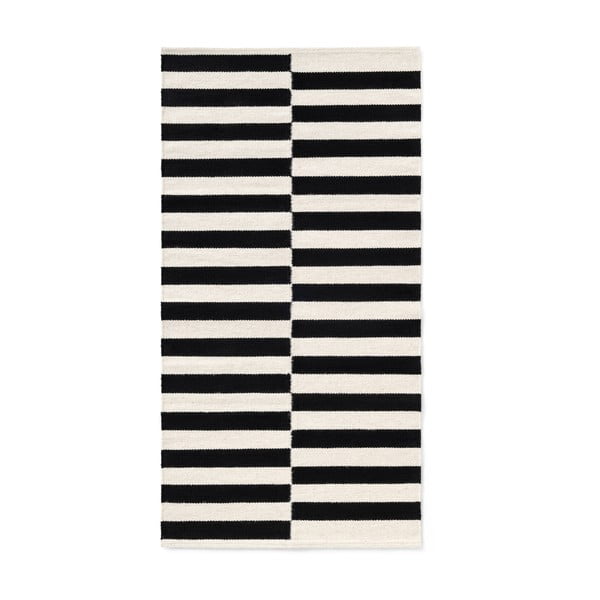 Črna/bela obojestranska ročno tkana volnena preproga 80x150 cm Donna – Hanse Home