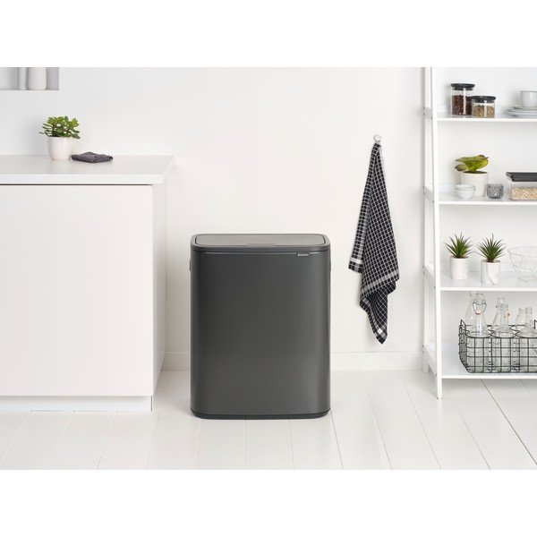 Temno siv jeklen koš za smeti za ločevanje odpadkov na dotik 60 l Bo Touch Bin – Brabantia-image-1