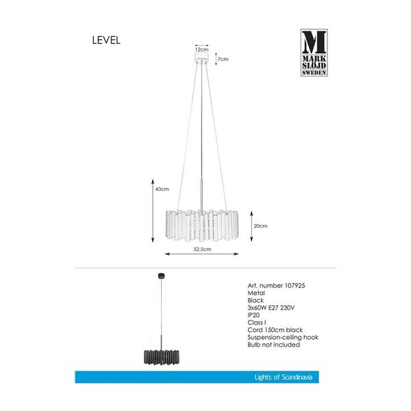 Črna viseča svetilka Markslöjd Level Pendant 3L-image-2