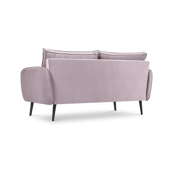 Svetlo roza žametna zofa s črnimi nogami Kooko Home Lento, 158 cm-image-3