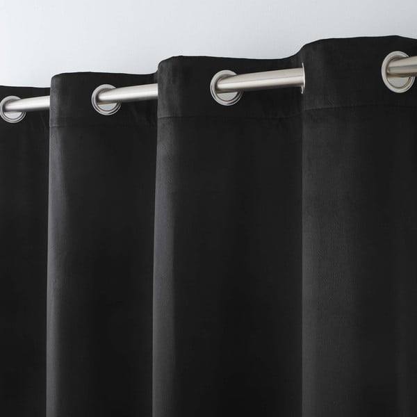 Črna žametna izolacijska zavesa 140x260 cm Polarchic – douceur d'intérieur-image-2
