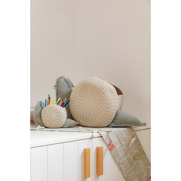 Kremno belo-žajbljevo zelena tekstilna otroška škatla za shranjevanje 60x24x30 cm Big Snail – Lorena Canals-image-1