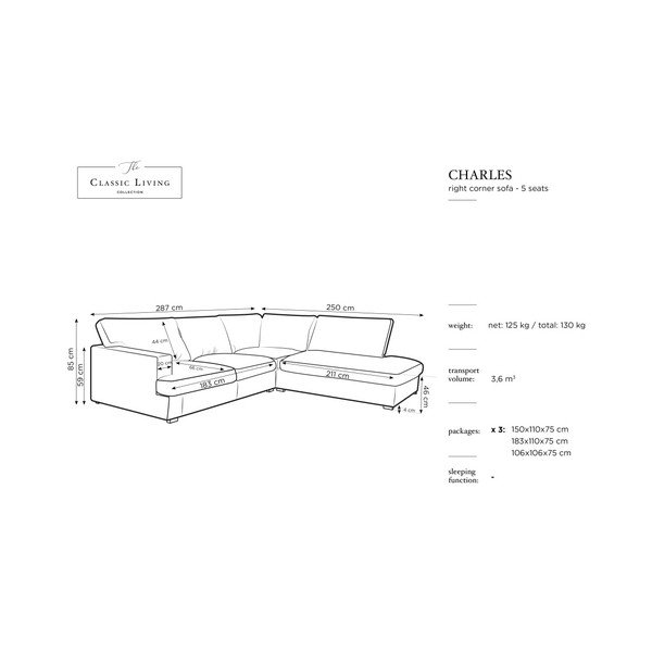 Črna kotna zofa Windsor & Co Sofas Daphne, desni kot-image-1