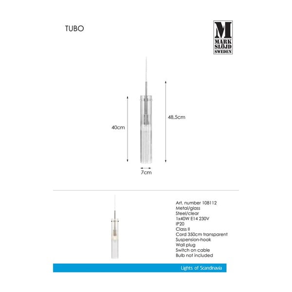 Viseča svetilka v srebrni barvi s steklenim senčilom Tubo – Markslöjd-image-4