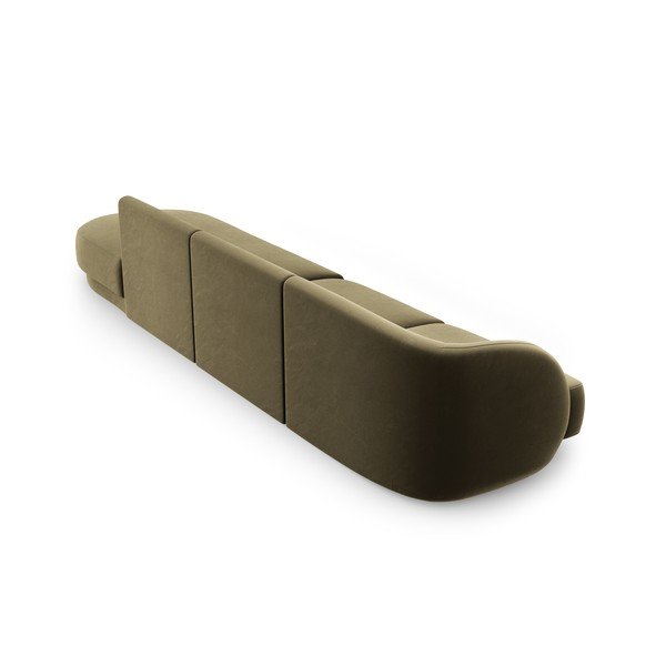 Zelena žametna sedežna garnitura 302 cm Miley – Micadoni Home-image-4