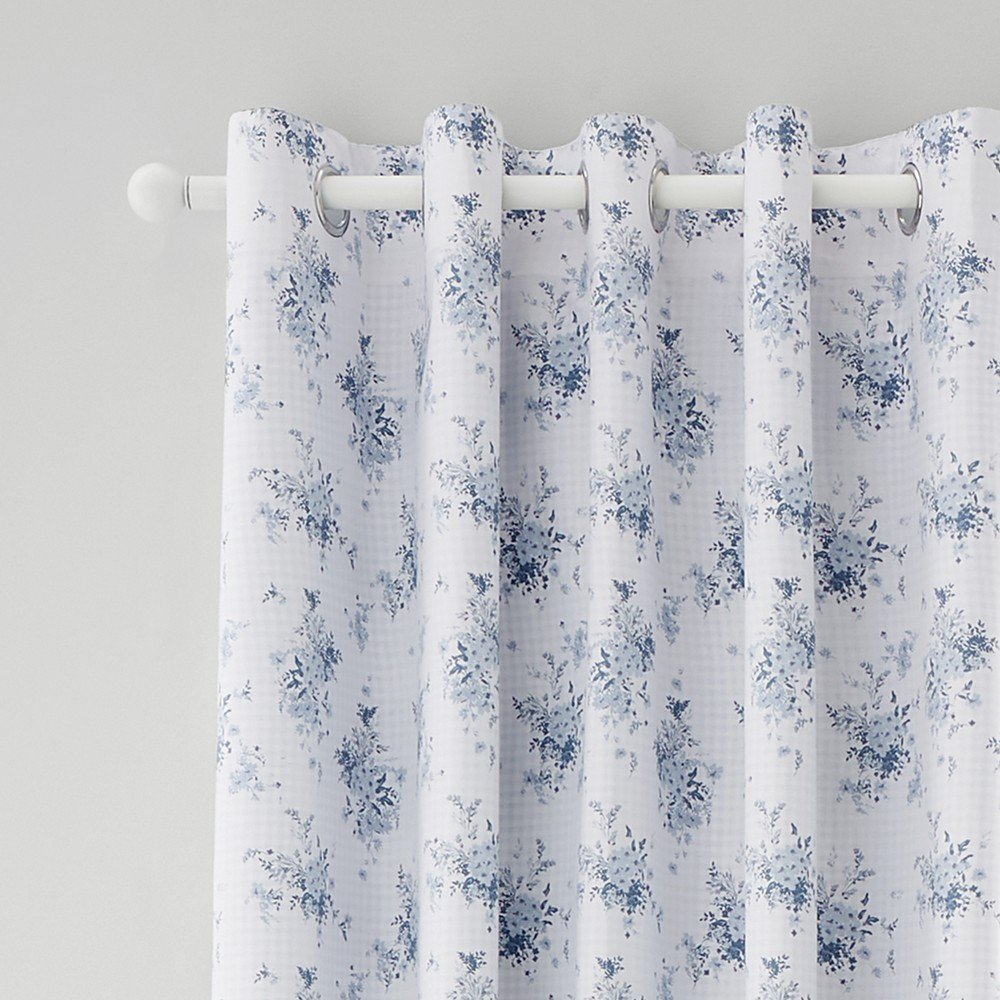 Bele/modre zavese v kompletu 2 ks 168x229 cm Lucie Floral Frill