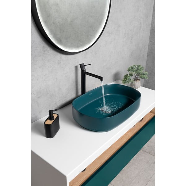 Mat črna stoječa armatura za umivalnik Solaris – Sapho-image-2