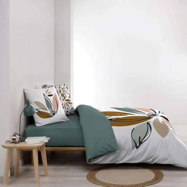 Bela podaljšana bombažna posteljnina za zakonsko posteljo 240x220 cm Octavia – douceur d'intérieur-image-1