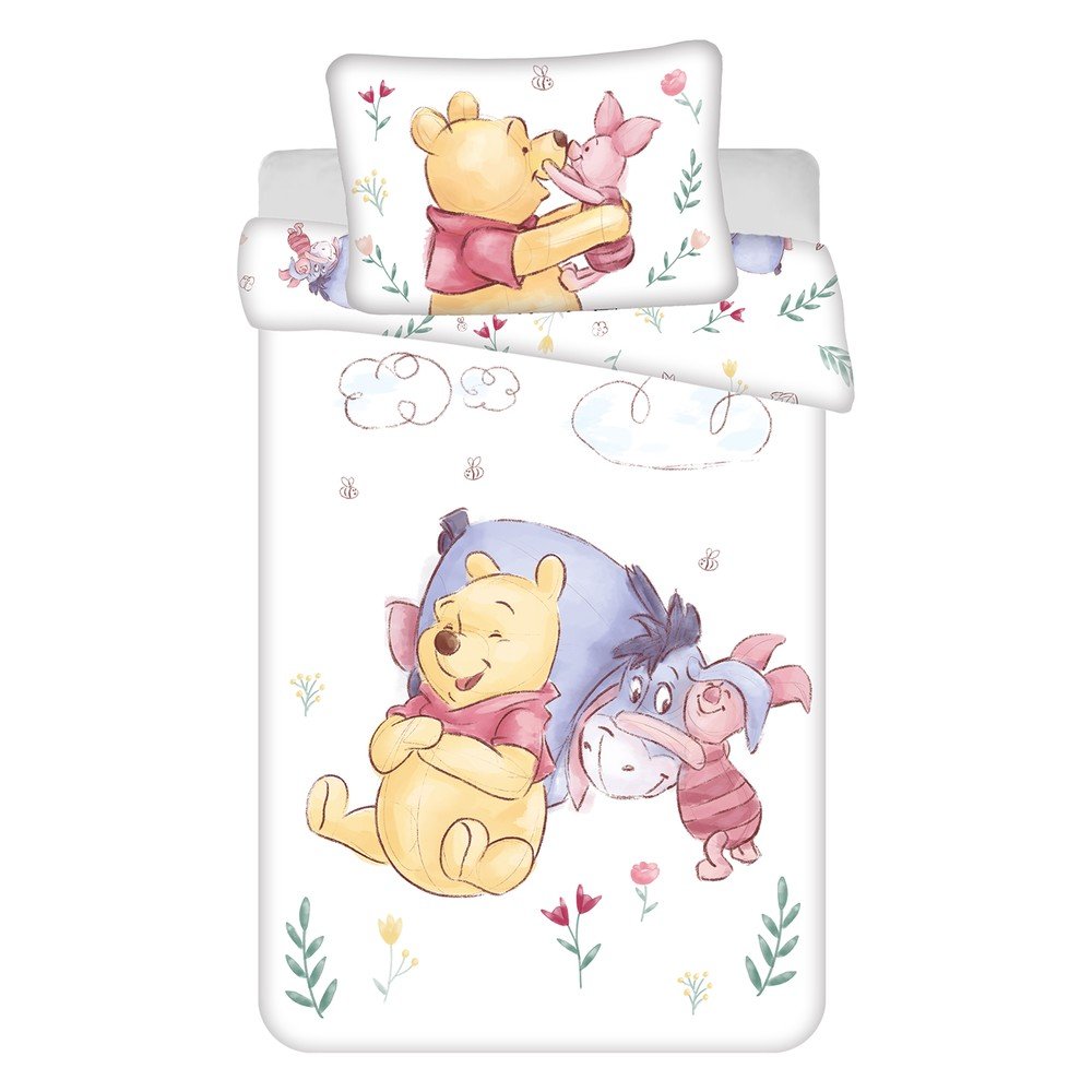 Bombažna otroška posteljnina za otroško posteljico 100x135 cm Winnie the Pooh "Pooh Hugs"