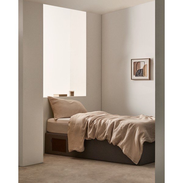 Črna oblazinjena postelja s prostorom za shranjevanje 90x190 cm Matters – Kave Home-image-1