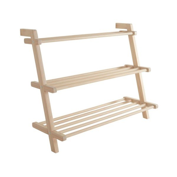 Stensko stojalo za čevlje iz masivnega bora v svetli naravni barvi 80x65x42 cm Eddison – Jotex