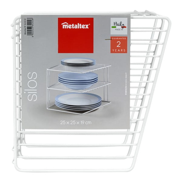 Bela jeklena dodatna kuhinjska polica 25x25 cm Silos – Metaltex-image-3