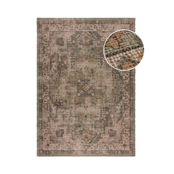 Kaki zelena ročno tkana preproga iz mešanice jute 120x170 cm Selena Jute Traditional – Flair Rugs