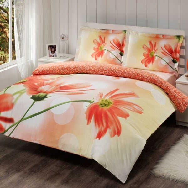 Komplet posteljnine in rjuh In Love Daisy, 160x220 cm