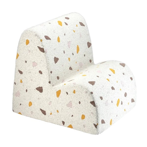 Bel otroški fotelj iz tkanine bouclé in šenilje Terrazzo Cloud – Wigiwama