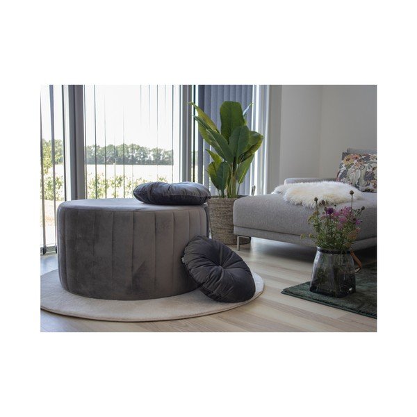 Siva okrasna blazina z žametno prevleko House Nordic Luso, ø 45 cm-image-1