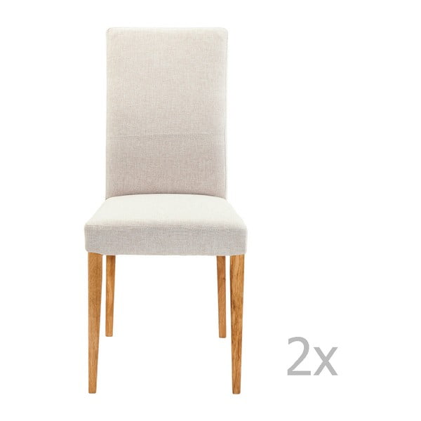 Komplet 2 krem in belih jedilnih stolov z nogami iz hrastovega lesa Kare Design Mara