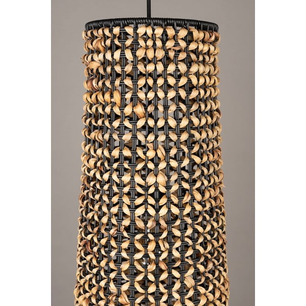 Črna/naravna viseča svetilka s senčilom iz vodne hijacinte ø 20 cm Hyacint – Dutchbone-image-4