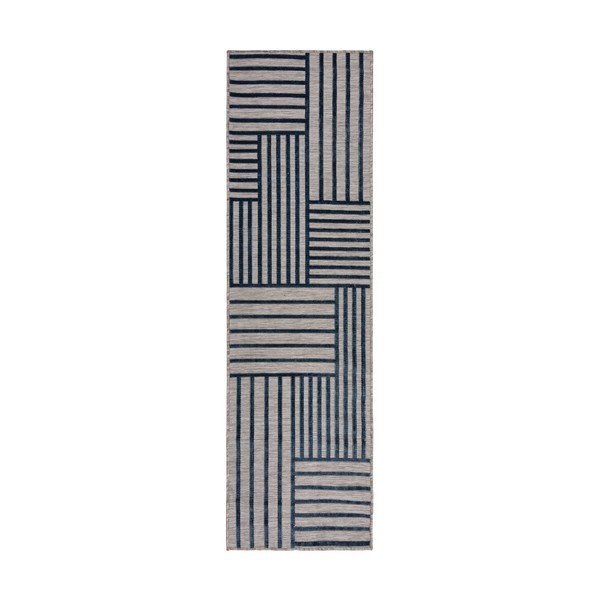 Temno modra notranja in zunanja preproga 66x230 cm Vigo Blocks – Flair Rugs