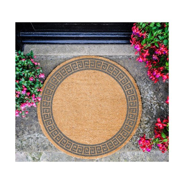 Siva okrogla preproga iz naravnega kokosovega vlakna Artsy Doormats Greek Border, ⌀ 70 cm-image-2