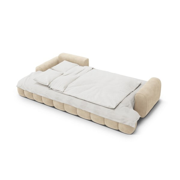 Bež žametna raztegljiva/s prostorom za shranjevanje kotna sedežna garnitura (levi kot/z ležalnikom) Linz – Cosmopolitan Design-image-4