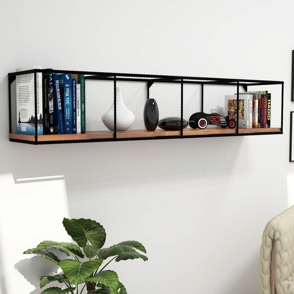 Stenska polica z desko iz temnega oreha Miray, dolžina 120 cm-image-1